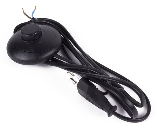 2m Zwart Stroomsnoer met Euro Stekker & Voetschakelaar, 600W max