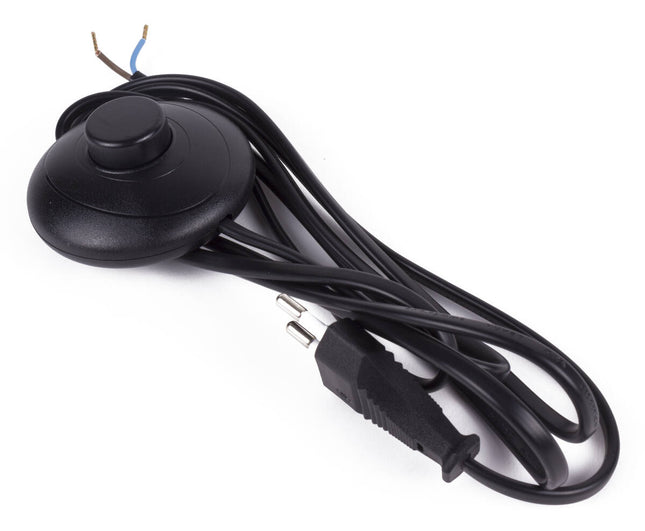 2m Zwart Stroomsnoer met Euro Stekker & Voetschakelaar, 600W max