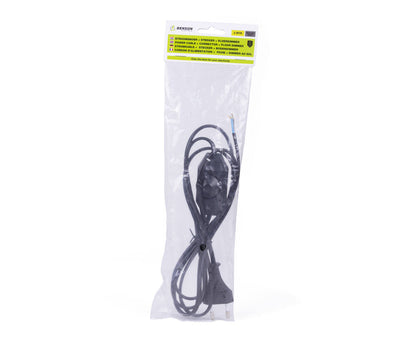 Stroomsnoer 2m met Vloerdimmer & Stekker, Zwart, voor LED/Halogeen