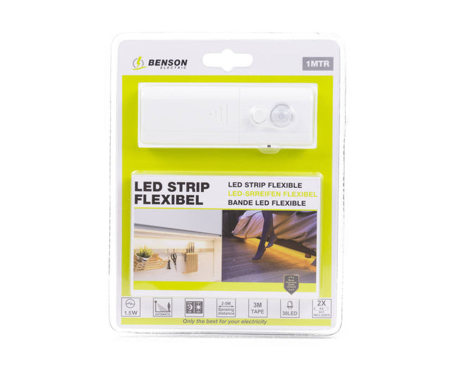 Flexibele 1m LED Strip met Bewegingssensor, 2700K, IP65, 150lm
