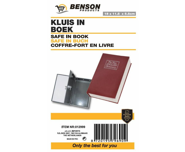 Kleine Boekkluis 180x115x55mm, Ideaal voor Sieraden & Contant Geld