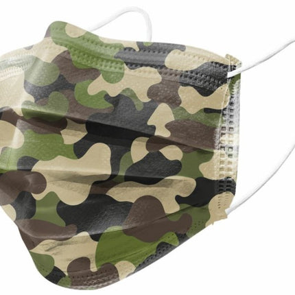 Mondkapje wegwerp 3 laags 5 dlg army print