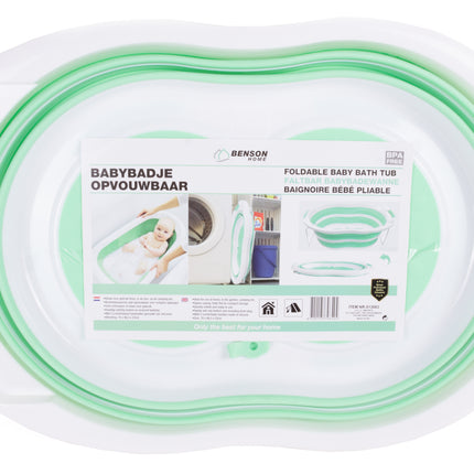 Babybad opvouwbaar – Afmeting 70x46,5x23cm / opgevouwen 6cm hoog, Materiaal TPR + PP + SS