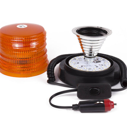 LED Zwaailamp Oranje 12V, Magnetisch, Knipper/Rotatiemodus, 30 LEDs