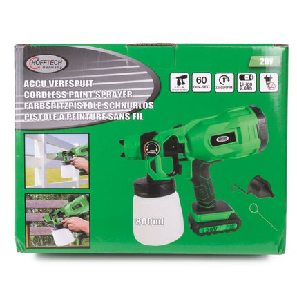 Accu Verfspuit 20V 2000 mAh, 800 ml Tank, 8000 RPM, voor DIY Klussen