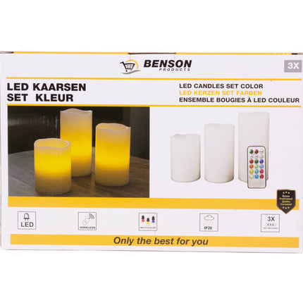 LED Kaarsen 3-delig met Afstandsbediening, RGB-kleuren, Timerfunctie