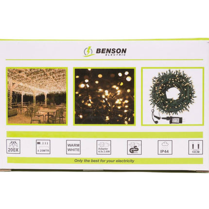 Wit LED Lichtsnoer 200 LED's, 25m, IP44, voor Binnen/Buiten Feestjes