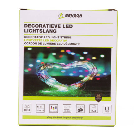 LED Lichtslang 100 LED, 13m, Kleur, IP44, Binnen/Buiten, Feestverlichting