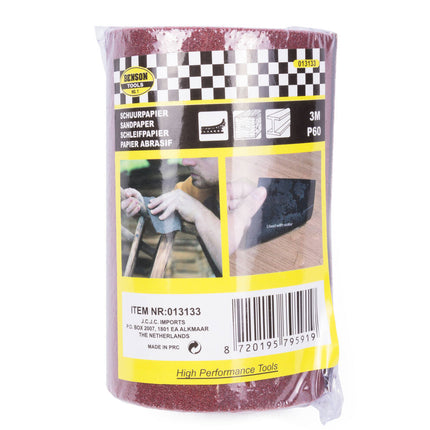Schuurpapier Rol 3m P60, 11.5cm Breed, Ideaal voor Houtbewerking