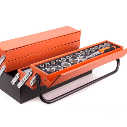 Gereedschapkist 85 dlg Profi: 18-delige doppenset, ideaal voor werkplaatsen