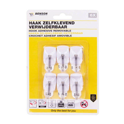 Zelfklevende Haken 6 Stuks 2.1x3cm - Ideaal Voor Lichte Ophangtaken