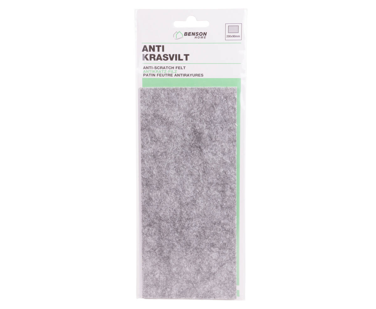 Antikrasvilt 20x9cm Grijs - Beschermt vloeren tegen meubelkrassen