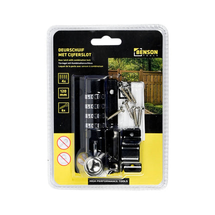 Deurschuif 120mm met Cijferslot voor Schuur- en Poortbeveiliging