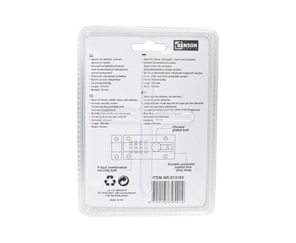 Deurschuif 120mm met Cijferslot voor Schuur- en Poortbeveiliging
