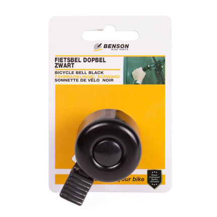 Fietsbel 35mm Alu Zwart: Compact, luid en eenvoudig te monteren.