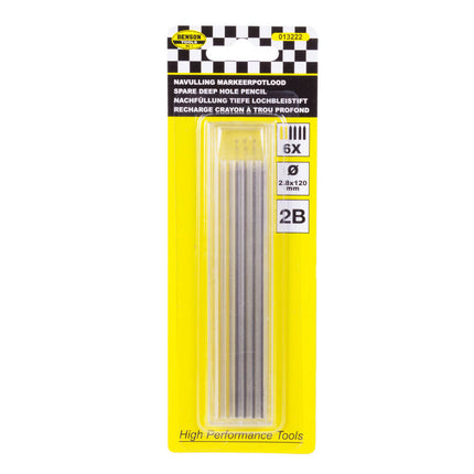 Navulling Markeerpotlood 6dlg: 4x Grafiet, 2x Geel, 2.8mm, 2B
