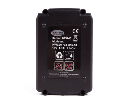 Accu 16V 1300 mAh Li-ion voor model 011613, ideaal voor gereedschap.