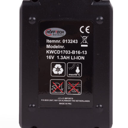 Accu 16V 1300 mAh li-ion voor 011613 – Type Li-ion accu (lithium-ion), Spanning 16 V