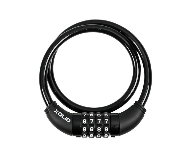 Xolid Kabel Cijferslot 10mm x 650mm Zwart, ideaal voor fietsbeveiliging.