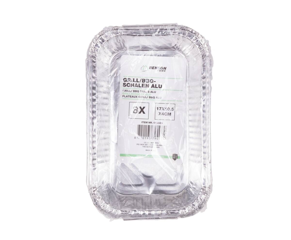 Alu BBQ Grillschalen Set 8 st., 17x10.5x4 cm, ideaal voor vlees grillen