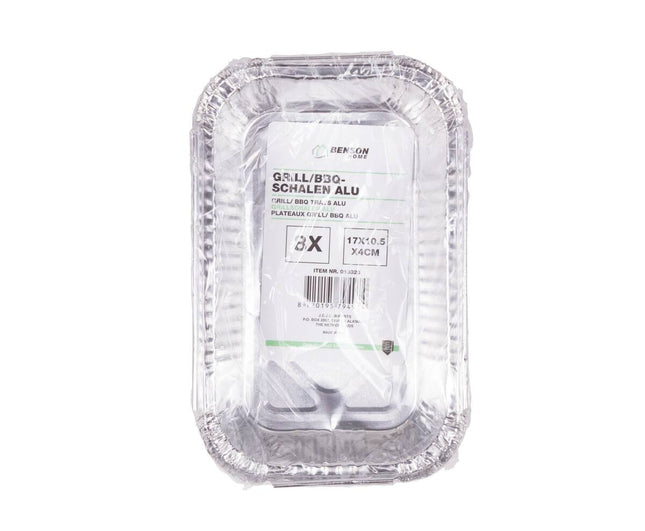 Alu BBQ Grillschalen Set 8 st., 17x10.5x4 cm, ideaal voor vlees grillen