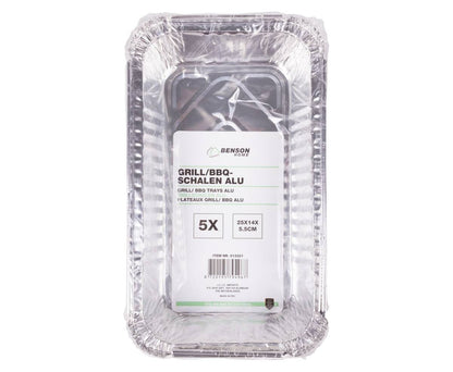 BBQ Grillschalen Alu Set 5 stuks 25x14x5.5 cm voor vlees en vis