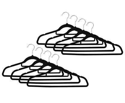 Zwart Velours Hangers 10 Stuks: 360° Haak, Anti-Slip, 44,5 cm Lang