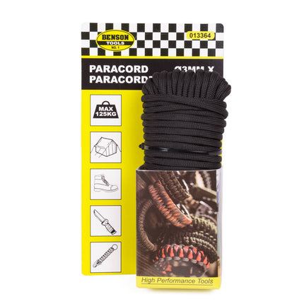 Paracord Touw 3mm x 15m Zwart, Sterk voor Outdoor en DIY projecten.