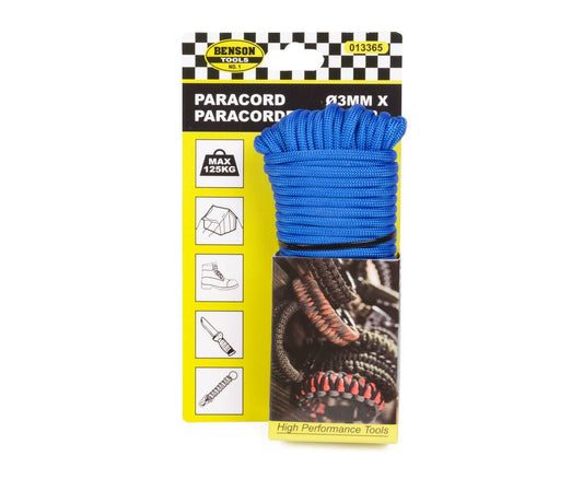 Blauw Paracord Touw 3mm x 15m - Draagkracht 125 kg voor Outdoor