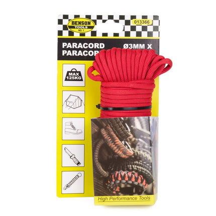 Paracord 3mm x 15m Rood - Ideaal voor Kamperen & Creatieve Projecten