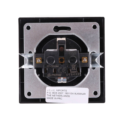 Stopcontact RA Inbouw Zwart met USB-A/C, 18W, 250VAC, 81x81x46mm.