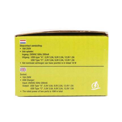 Stopcontact RA Inbouw 250V 16A met USB-A/C 18W Wit voor Opladen