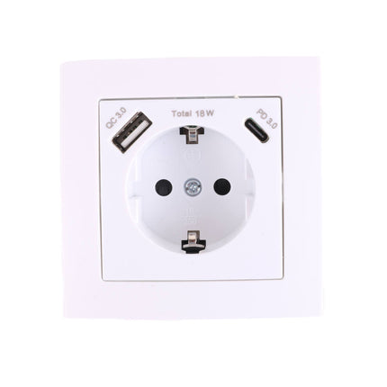 Stopcontact RA Inbouw 250V 16A met USB-A/C 18W Wit voor Opladen