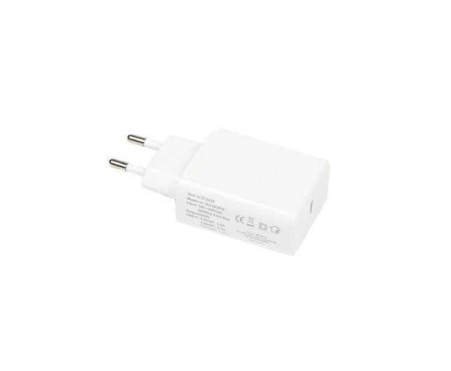 Witte USB-C Lader 5V/2.2A, ideaal voor smartphones en tablets.
