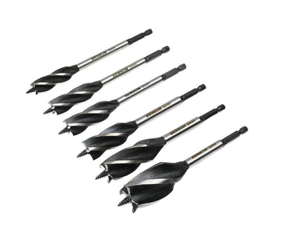 6-delige Houtspiraalboor Set 165 mm, 4 Voorsnijders, 6 Boordiameters