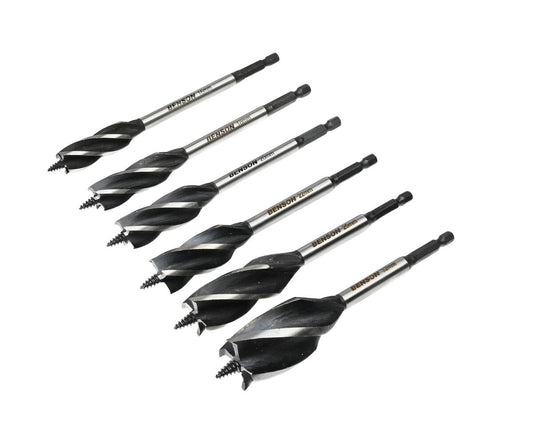 6-delige Houtspiraalboor Set 165 mm, 4 Voorsnijders, 6 Boordiameters