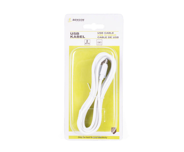 USB-kabel 2m Micro USB - 480 Mbps Gegevensoverdracht en Opladen