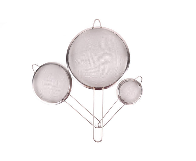 RVS Zeefset 3-delig - 8/14/20 cm voor zeven en scheiden in keuken