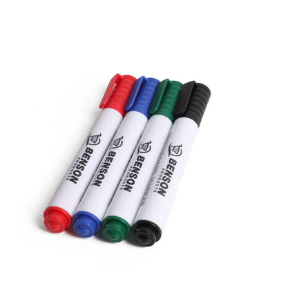 Whiteboard Markers 4-delig: Ronde punt, 2-2.5mm, droog afveegbaar.