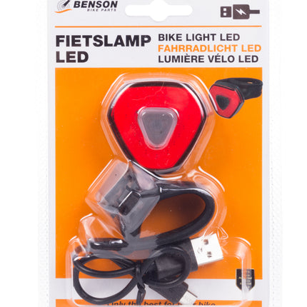 Fietslamp LED USB oplaadbaar rood – Afmeting 43x41x21mm, Oplaadtijd 3 uur, 3.7V