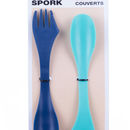 3-in-1 bestek/ spork 2 dlg – Lengte 17,5 cm, Breedte 32 mm, Materiaal kunststof