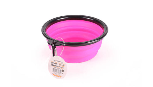 Dierenvoerbak opvouwbaar 13 cm pink