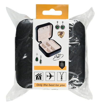 Sieradendoos reis – Afmetingen 9.5 x 9.5 x 5 cm, Kleur zwart, 5 cm