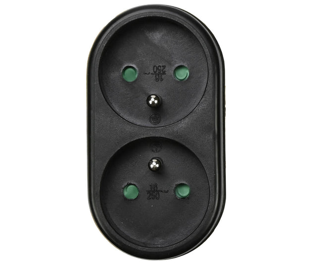 Stekker A-Pin Duo Verloop Zwart 16A 230V voor FR/BE gebruik