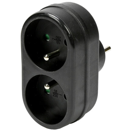 Stekker A-Pin Duo Verloop Zwart 16A 230V voor FR/BE gebruik