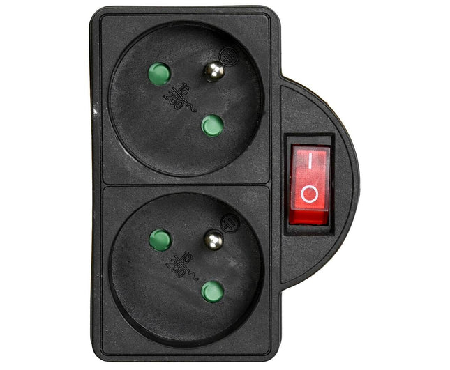 A-pin Stopcontact + Schakelaar Zwart 230V, Ideaal voor BE/FR Markt