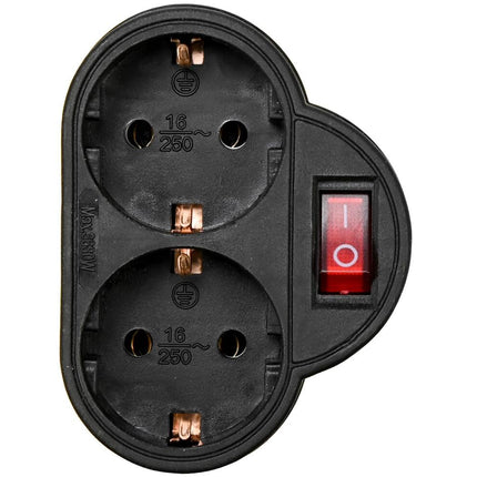 Stopcontact Duo RA, Zwart, 3500W, Met Schakelaar voor Apparatenbeheer