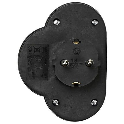 Stopcontact Duo RA, Zwart, 3500W, Met Schakelaar voor Apparatenbeheer
