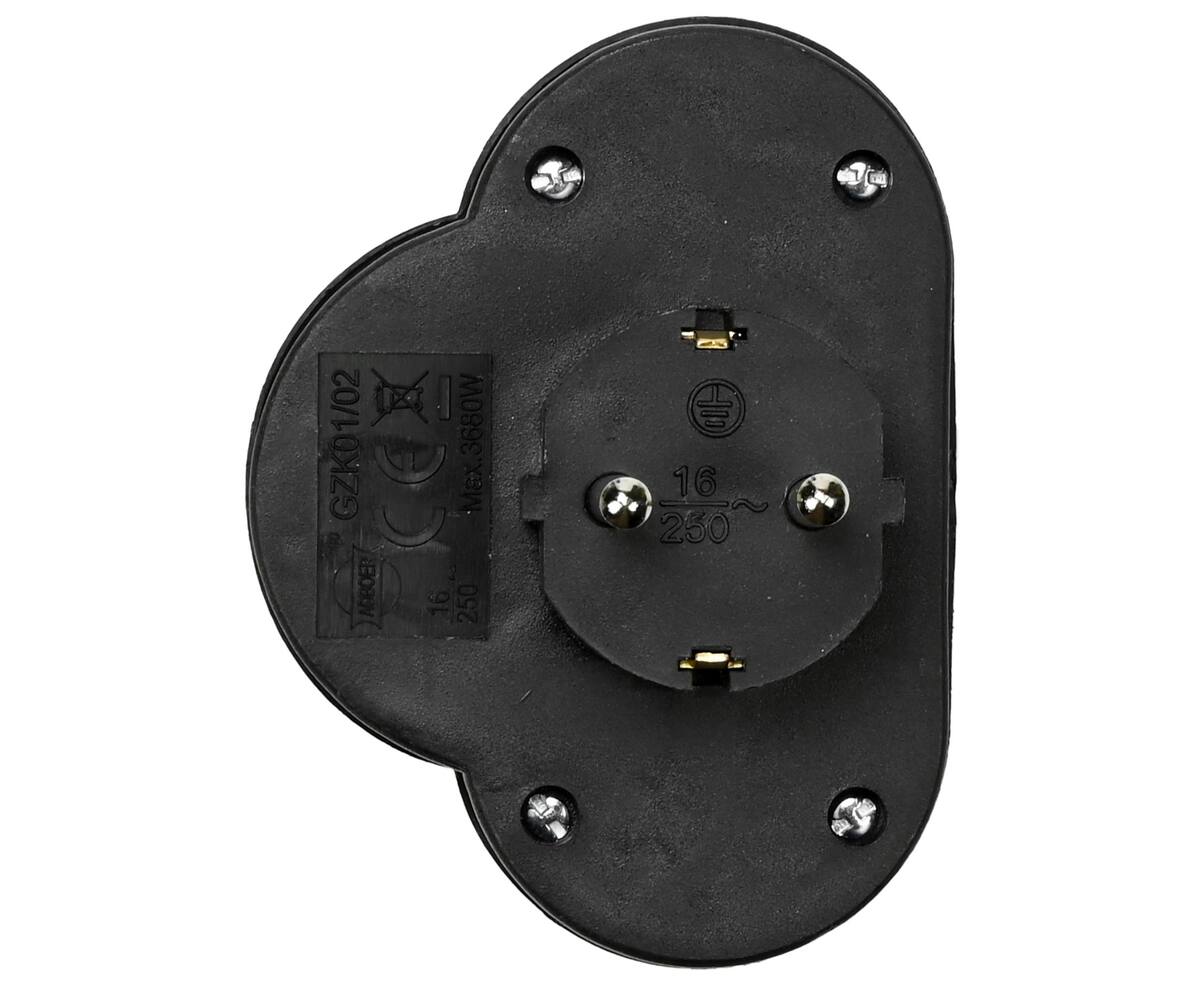 Stopcontact Duo RA, Zwart, 3500W, Met Schakelaar voor Apparatenbeheer