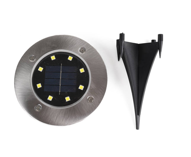 Solar LED Grondspot IP44: 8 LED, Ø12cm, Tuinverlichting op Zonne-energie